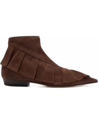 JW Anderson - Ruffle-Trim Suede Ankle Boots - Lyst