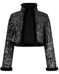 Moschino - Damask-Pattern Faux-Fur-Trim Jacket - Lyst