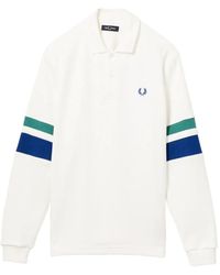 Fred Perry - Logo-Embroidered Long-Sleeve Polo Shirt - Lyst