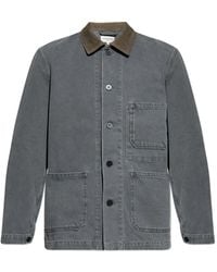 Officine Generale - Corduroy-Collar Denim Shirt Jacket - Lyst