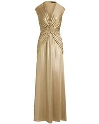 Ralph Lauren - Twist-Front Cap-Sleeve Maxi Gown - Lyst