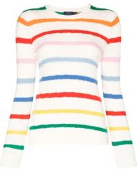 Polo Ralph Lauren Striped Cable-knit Cashmere Jumper | Lyst Canada