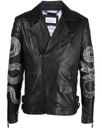 Philipp Plein - Bikerjacke Mit Schlangen-Print - Lyst