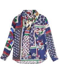Fay - Blouse Met Patchwork En Foulard Kraag - Lyst