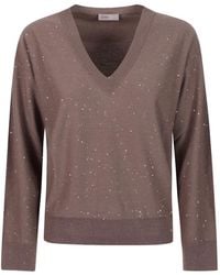 Herno - Sequin-Embellished V-Neck Sweater - Lyst