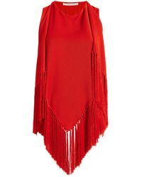 Another Tomorrow - Fringed Scarf-neck Blouse - Lyst