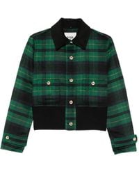 Maje - Checked-Pattern Button-Up Jacket - Lyst