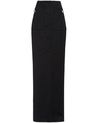 Prada - Long Wool Satin Pencil Skirt - Lyst