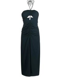 Self-Portrait - Halterneck Ruched-Detail Maxi Dress - Lyst