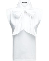 KARL LAGERFELD - Bow-Detail Padded-Shoulder Top - Lyst