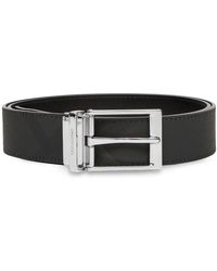 Burberry - Reversible Check Leather Belt - Lyst