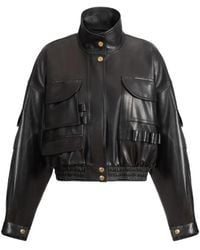 Balmain - Multi-Pocket Leather Bomber Jacket - Lyst
