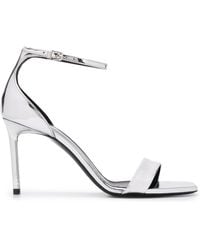 saint laurent amber metallic leather sandals