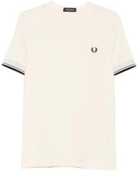 Fred Perry - Logo-Embroidered Striped-Cuff T-Shirt - Lyst