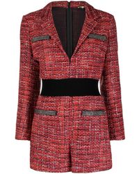 Maje - Spread-collar Tweed Cotton Playsuit - Lyst