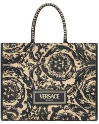Versace - Large Barocco Athena Raffia Tote Bag - Lyst