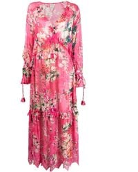 Hemant & Nandita - Tula Stufenkleid Mit Blumen-Print - Lyst