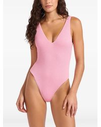 Seafolly - Sea Dive Textured V-Neck Swimsuit - Lyst