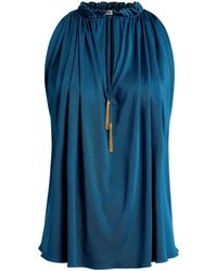 Balmain - Pleated Flowing Jersey Top - Lyst