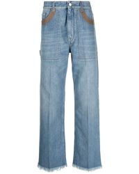 Fendi - Contrast-detail Straigh-leg Jeans - Lyst