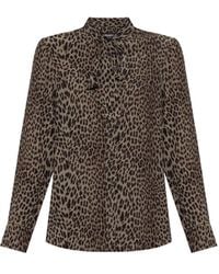 Zadig & Voltaire - Leopard-Print Tie-Neck Blouse - Lyst