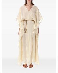 120% Lino - V-Neck Belted Kaftan - Lyst