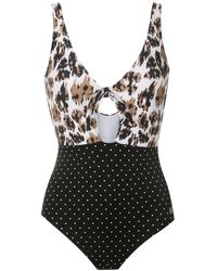 Brigitte Bardot 'Duo' Badeanzug mit Knotendetail - Schwarz