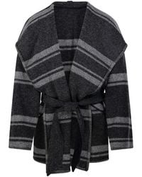 Isabel Marant - Manteau Rayé Angy À Taille Ceinturée - Lyst