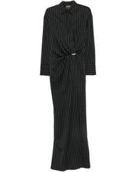 Dondup - Pinstripe-Pattern Wrap-Style Maxi Dress - Lyst