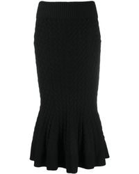 Alexander McQueen Flared Hem Knitted Skirt - Black