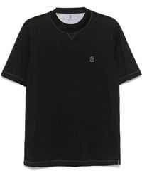 Brunello Cucinelli - T-Shirt Met Geborduurd Logo - Lyst