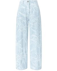 Genny - Floral-Print Wide-Leg Jeans - Lyst