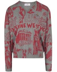 Vivienne Westwood - Julian Orb-Embroidery V-Neck Sweater - Lyst