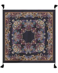 Etro - Tassels Paisley-Print Silk Scarf - Lyst