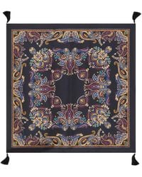 Etro - Tassels Paisley-Print Silk Scarf - Lyst