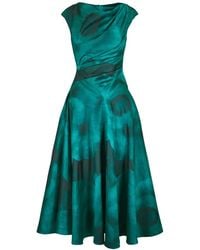 Talbot Runhof - Robe Courte Drapée À Motif En Jacquard - Lyst