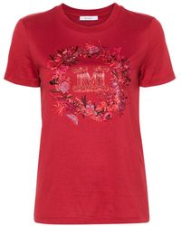 Max Mara - Crystal-embellished Cotton T-shirt - Lyst
