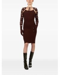 Isa Boulder - Argyle-Sleeve Cut-Out Mini Dress - Lyst