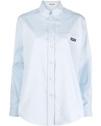 Miu Miu - Logo-print Long-sleeve Poplin Shirt - Lyst
