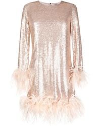 Gilda & Pearl - Midi-jurk Met Veren Afwerking - Lyst