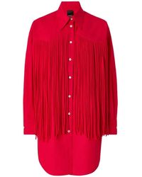 Pinko - Mini Shirt Dress With Fringing - Lyst