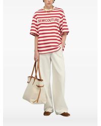 Semicouture - Costanza Striped Logo-Print T-Shirt - Lyst