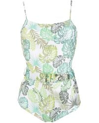 Amir Slama - Palm Leaf Print Belted Swimsuit - Lyst