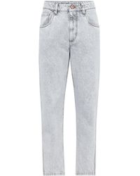 Brunello Cucinelli - Mid Waist Jeans Met Toelopende Pijpen - Lyst