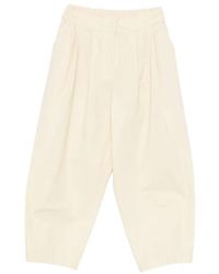 Psophia - Pleated Elasticated-Waistband Cotton Trousers - Lyst