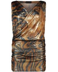 Alberta Ferretti - Draped Abstract-Print Mini Dress - Lyst