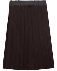 Prada - Rush Stitch Geplooide Midi-Rok - Lyst