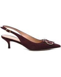 Ferragamo - Slingback-Pumps Sara 40 Gancini Aus Veloursleder - Lyst