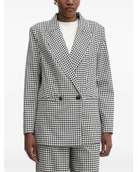 Morgan - Gingham Double-Breasted Blazer - Lyst