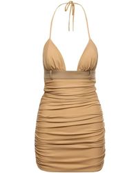 MEDEA - Ruched Halterneck Mini Dress - Lyst